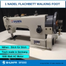 1 Nadel Walking Foot Leder Polsternhmaschine Shunfa SF0303 mit Nadelpositionierung Motor 1000 Watt montiert geliefert