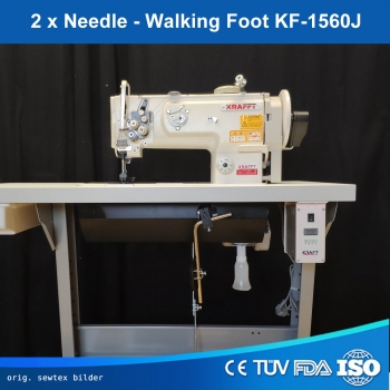 Sewtex Nähmaschinen, Technologien für Bekleidung, Polsterverarbeitung,  Lederverarbeitung - 2-needle lockstitch machine 1560J, Posternähmaschine  Dreifachtransport Model 1560J