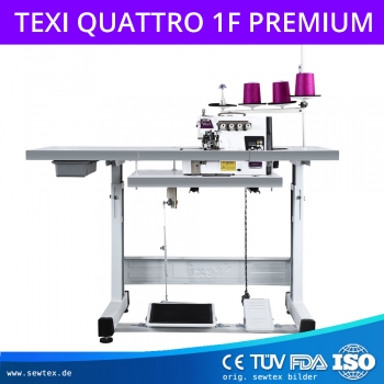 TEXI QUATTRO 1F industrielle 2-Nadel 4-Faden Overlockmaschine - Set mit Tisch
