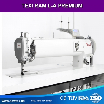 TEXI RAM L-A PREMIUM Automatische Langarm-N�hmaschine mit Dreifach-Transport (Unison Feed) & extra gro�em Arbeitsbereich – Komplett-Set mit Tisch