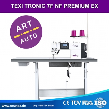 TEXI TRONIC 7F NF PREMIUM EX Automatische 1-Nadel-Doppelsteppstichmaschine mit Nadeltransport f�r leichte und mittlere Stoffe – Komplett-Set mit Tisch