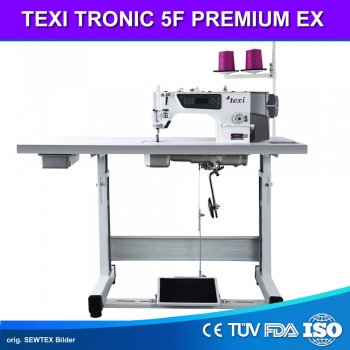 TEXI TRONIC 5F PREMIUM EX - Automatische 1-Nadel-Doppelsteppstichmaschine f�r leichte und mittlere Stoffe – Komplett-Set mit Tisch
