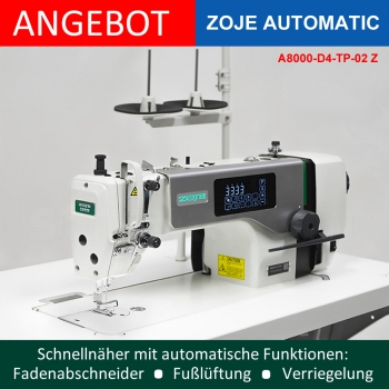 NUR 620,- EUR Neuheit ! 1 Nadel Steppstich VOLLAUTOMATIC LOCKSTITCH MACHINE ZOJE A8000-D4-TP-02 SET mit Tisch