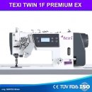 TEXI TWIN 1F PREMIUM EX Automatische 2-Nadel-Doppelsteppstichmaschine mit Nadeltransport f�r leichte und mittlere Stoffe – Komplett-Set mit Tisch
