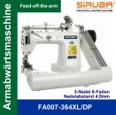3-Nadel 6-Faden SIRUBA FA007-364XL/DP  Armabwrts-Kettenstichmaschine - Montiert