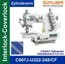 Siruba C007J-U322-248/CF (Zylinderarm) 2-Nadel berdecknahtmaschine zum berdecken von Overlocknhten-Komplett