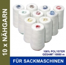 10 x Nähgarn für alle Sacknähmaschinen - Thread for Bag Closer Siruba, GK26-1, GK26-2, Newlong, Zoje, Unionspecial