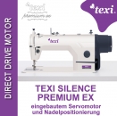 TEXI SILENCE PREMIUM EX Steppstichmaschine mit eingebautem Servomotor und Nadelpositionierung komplette Maschine